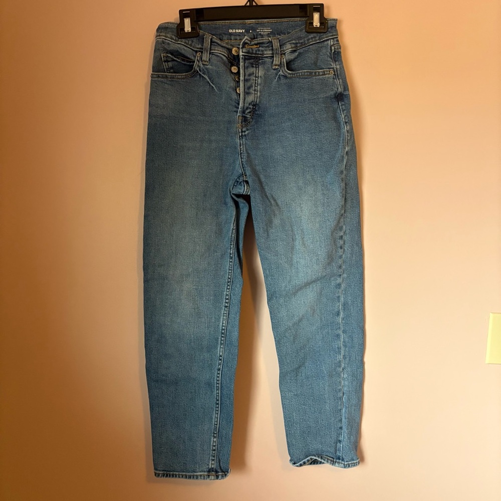 Old Navy Button Fly Extra High Rise Sky-Hi Straight Jeans